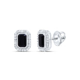1/4CTW-DIA P1 6X4 MM EMERALD ONYX BLACK EARRING